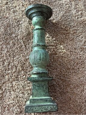 Antique-Style Green Patina Decorative Candlestick Brass